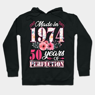 50 Year Old Made In 1974 Floral Flower 50th Birthday Womens Hoodie